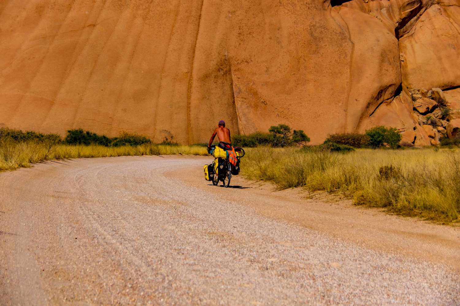 Simon cycling in Namibia